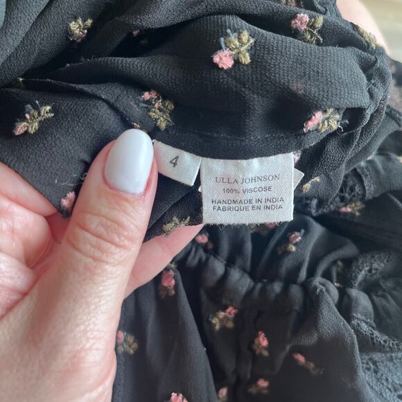 Ulla Johnson Black Lace & Rose Embroidered Blouse Size 4 - Picture 5 of 5